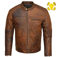 RIDERACT® Mens Leather Motorcycle Jacket | Cafe Racer Motorbike Jacket