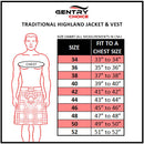Highland jacket and vest size chart
