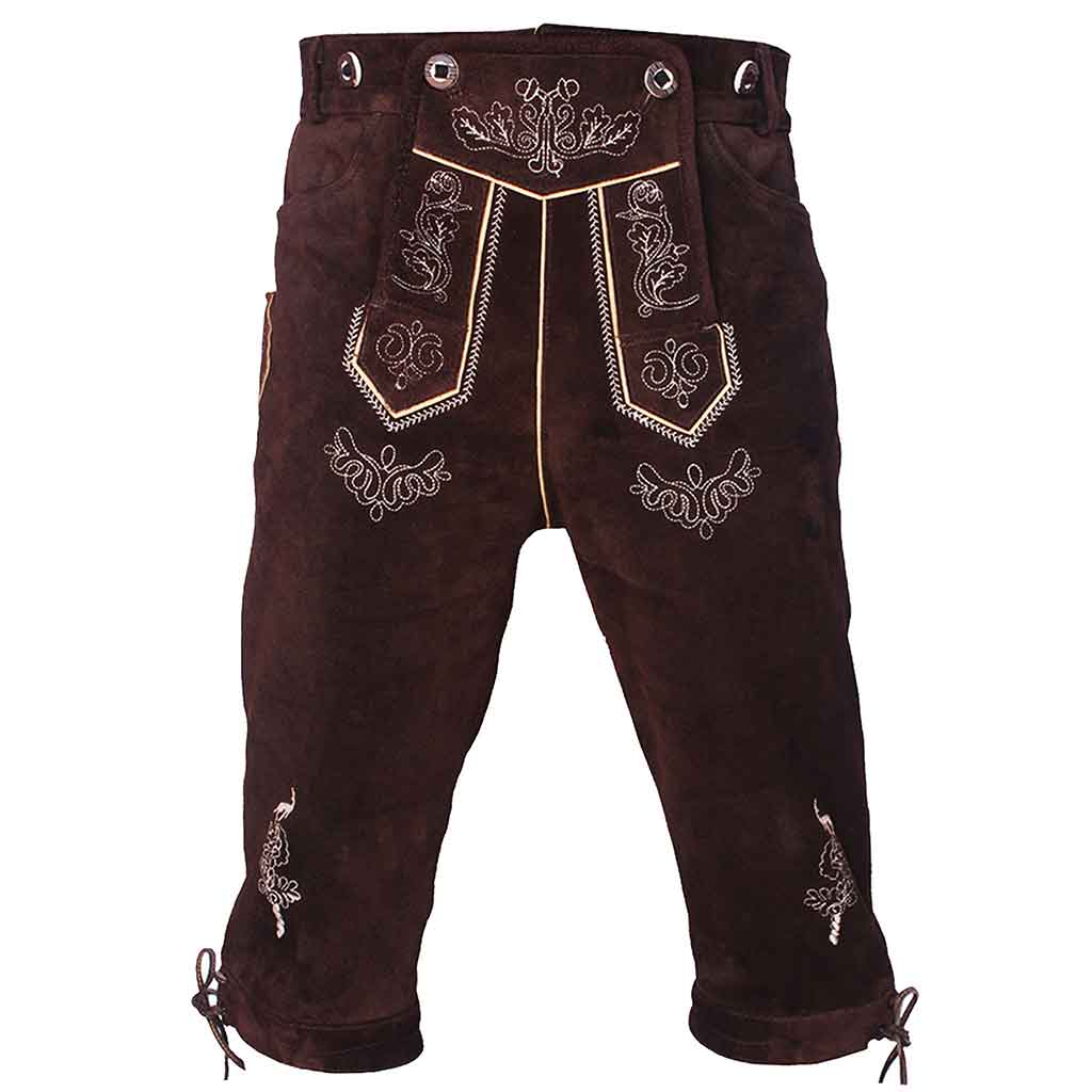 Mens Oktoberfest Costume Lederhosen Knee-length Brown Bundhosen "Helmut"