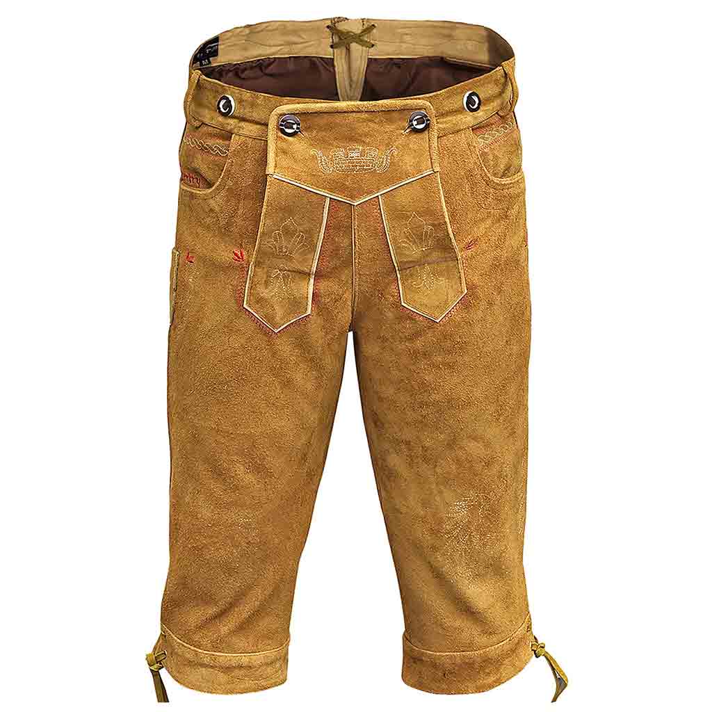Mens Oktoberfest Costumes Suede Kniebundhosen Zimmer Golden Brown