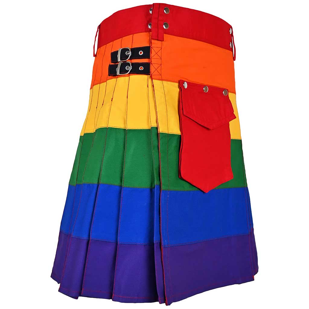 Men’s Hybrid Rainbow Kilt – Utility Style with Removable Pockets