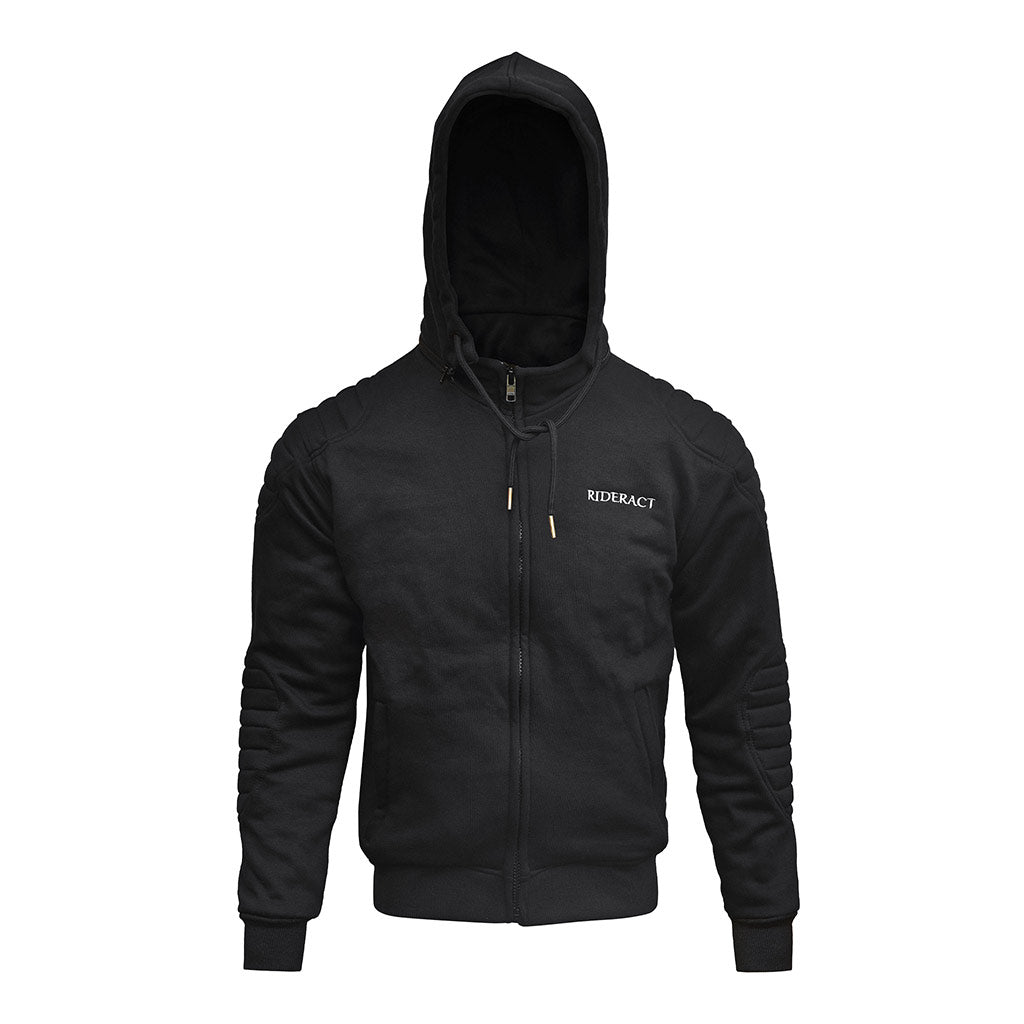 RIDERACT® Motorcycle Hoodie Black Reinforced with Aramid Fiber