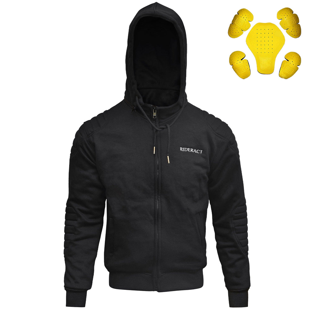 RIDERACT® Motorcycle Hoodie Black Reinforced with Aramid Fiber