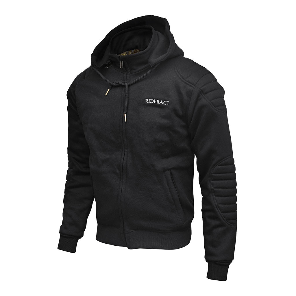 RIDERACT® Motorcycle Hoodie Black Reinforced with Aramid Fiber