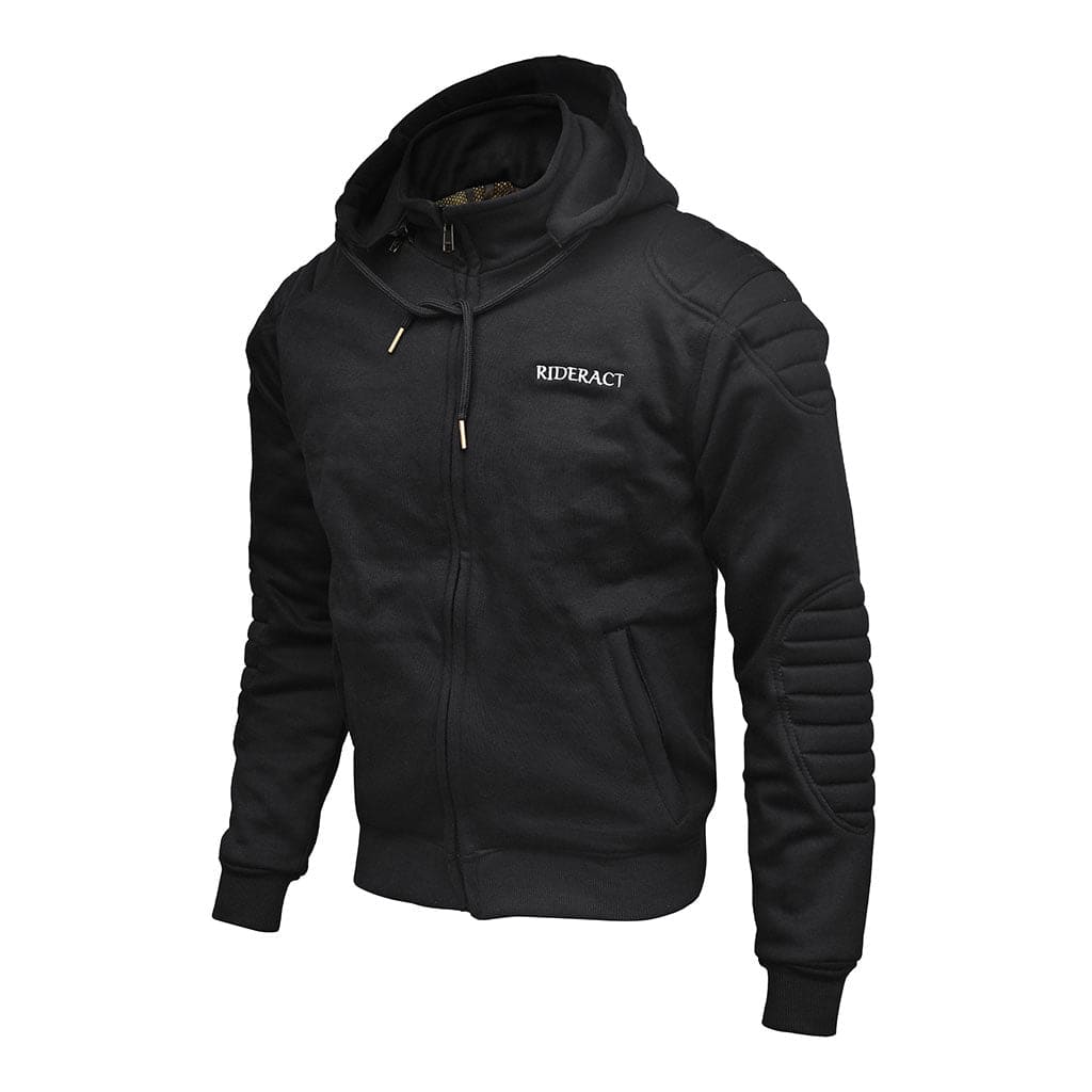 RIDERACT® Reinforced Motorcycle Hoodie with armored Fiber Black