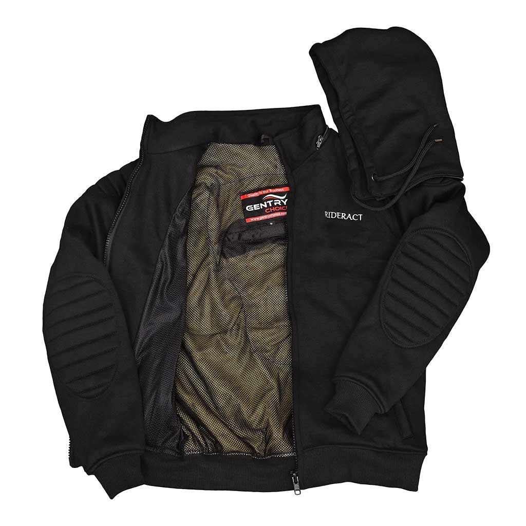 RIDERACT® Motorcycle Hoodie Black Reinforced with Aramid Fiber