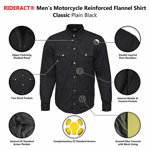 RIDERACT motorbike shirt black inforgraphy