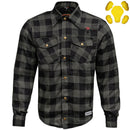 RIDERACT® Men's Flannel Motorcycle Shirt with Armors Road Series Black & Grey