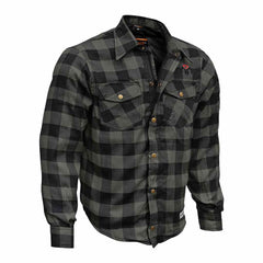 RIDERACT® Men's Reinforced Flannel Motorcycle Shirt Road Series Grey