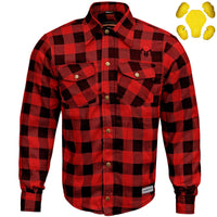 RIDERACT® Men’s Flannel Motorcycle Shirt – Road Series (Red & Black)