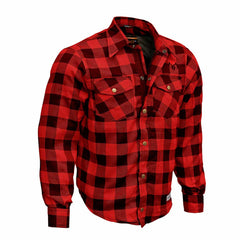 RIDERACT® Men's Reinforced Flannel Motorcycle Shirt Road Series Red