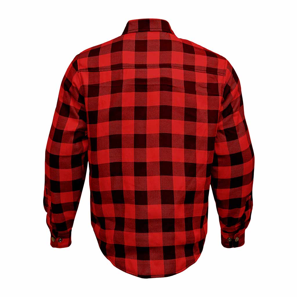 RIDERACT® Men's Reinforced Flannel Motorcycle Shirt Road Series Red