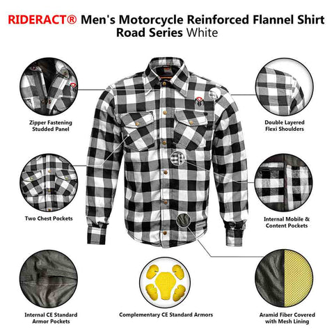 RIDERACT motorcycle shirt infography