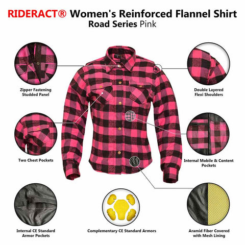 rideract female motorcycle shirt infography