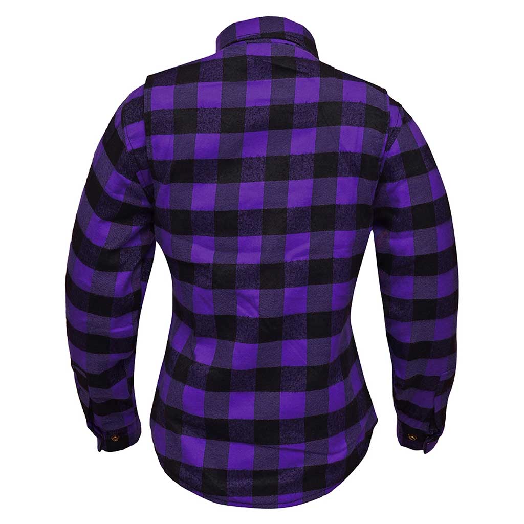 women flannel shirt back pose