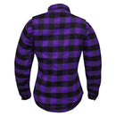 women flannel shirt back pose