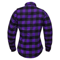 women flannel shirt back pose
