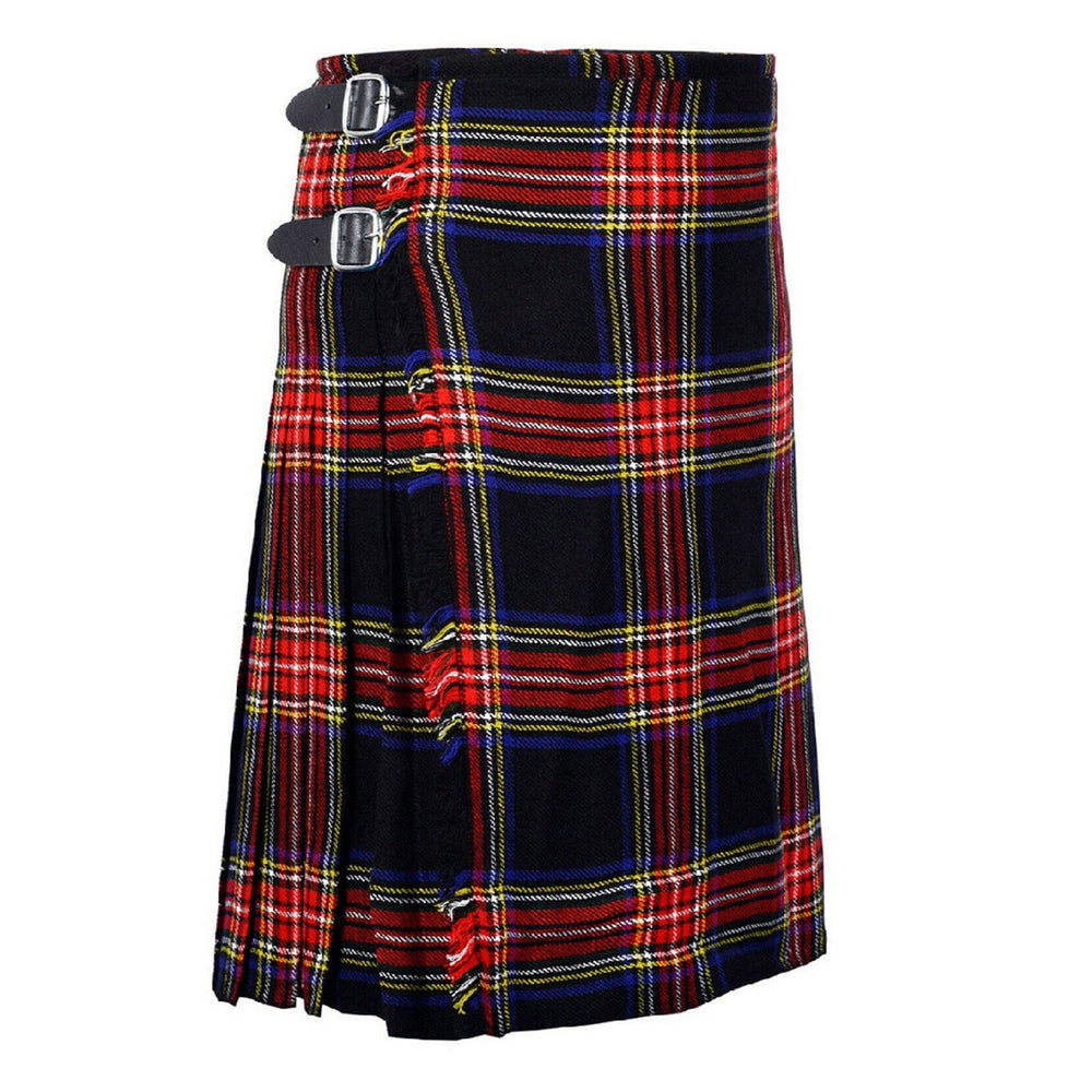 Scottish Tartan Kilt Black Stewart 8 Yards