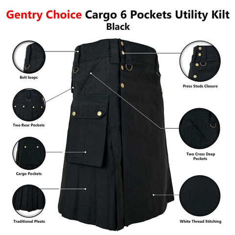 Gentry Choice Cargo pockets kilt infographics