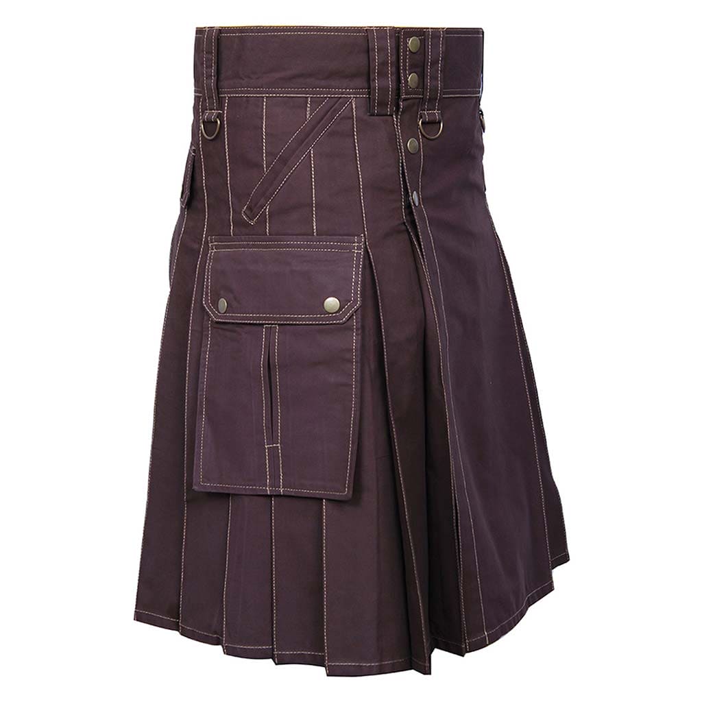 Mens Utility Kilt Brown Sports Cargo Kilt with six Pockets ...