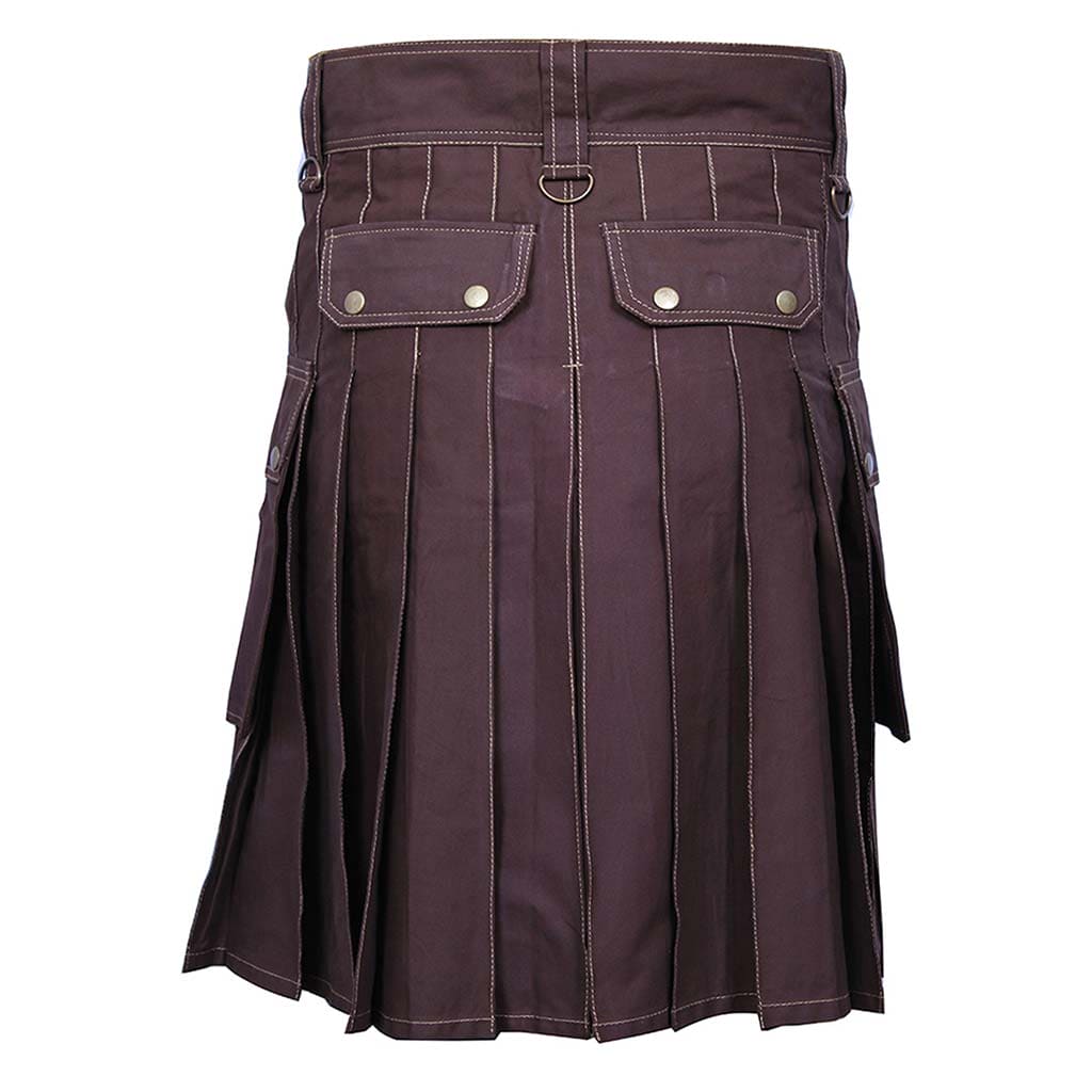 Mens Utility Kilt Brown Sports Cargo Kilt with six Pockets ...