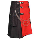 Utility Kilt Black with Removable Chains & Red Apron