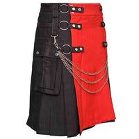Utility Kilt Black with Removable Chains & Red Apron