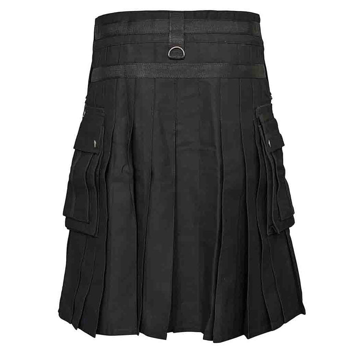 Utility Kilt Black with Removable Chains & Red Apron