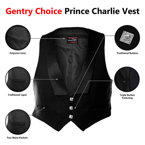Gentry Choice Prince Charlie vest infographic