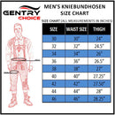 Gentry Choice Lederhosen Knee Length Size Chart