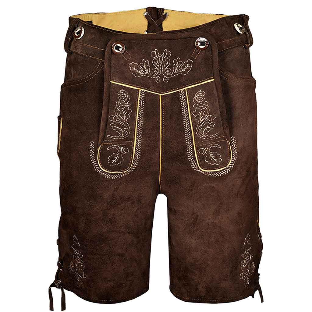 Men's Oktoberfest Outfit |  Suede Bavarian Lederhosen Oskar Chocolate Brown