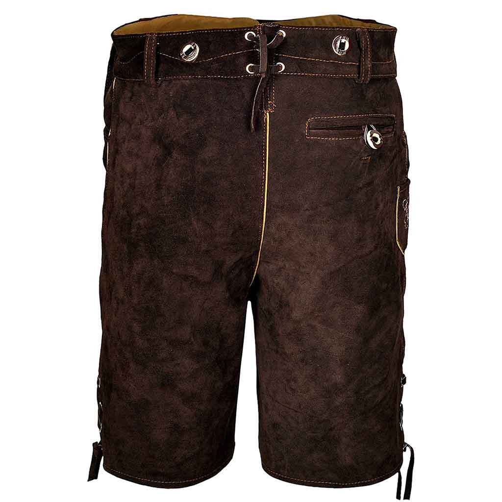 Men's Suede Bavarian Lederhosen Oscar Chocolate Brown