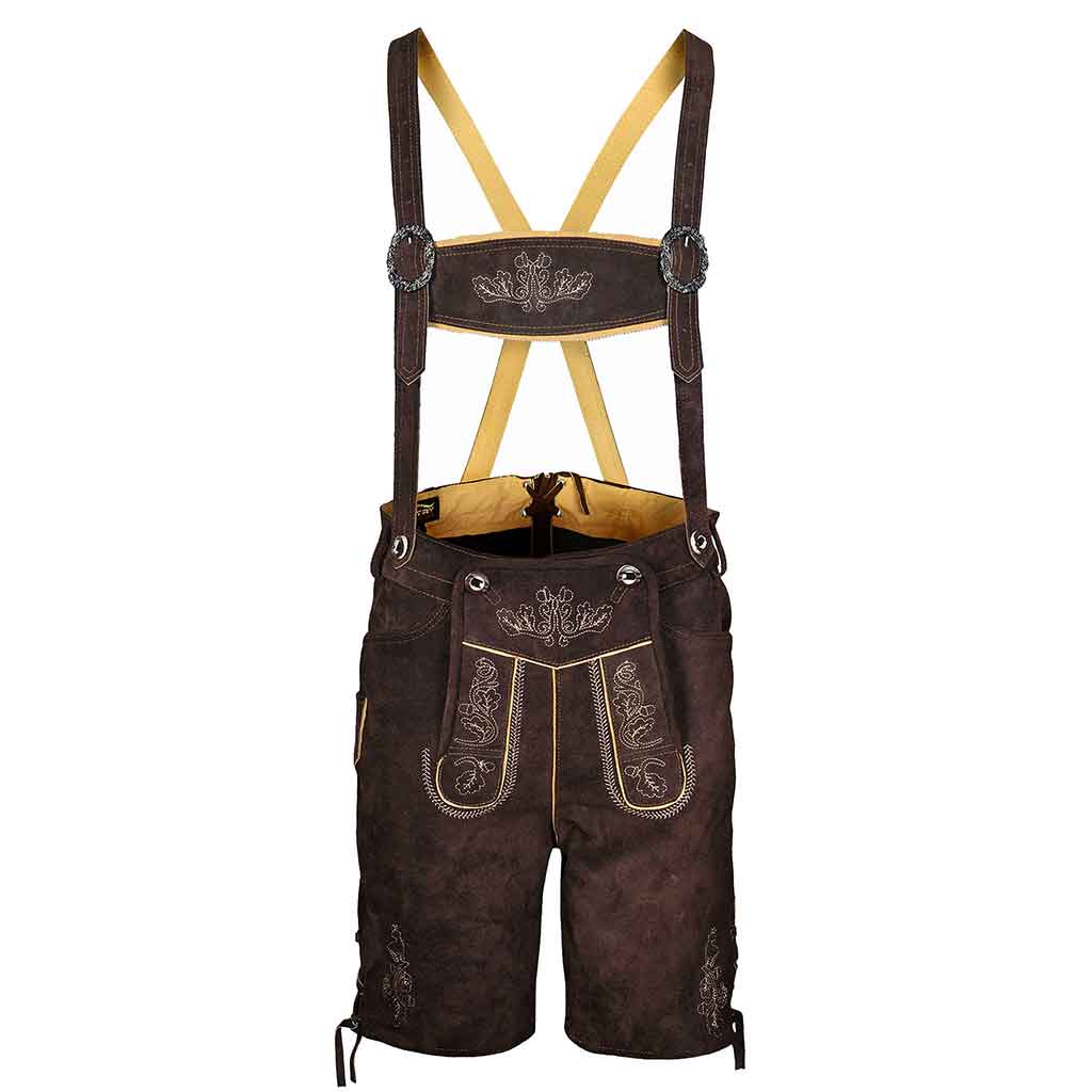 Men's Suede Bavarian Lederhosen Oscar Chocolate Brown