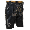 men leather short with embroidery