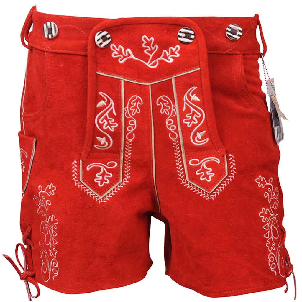 Authentic Women Lederhosen Red | Oktoberfest Costume