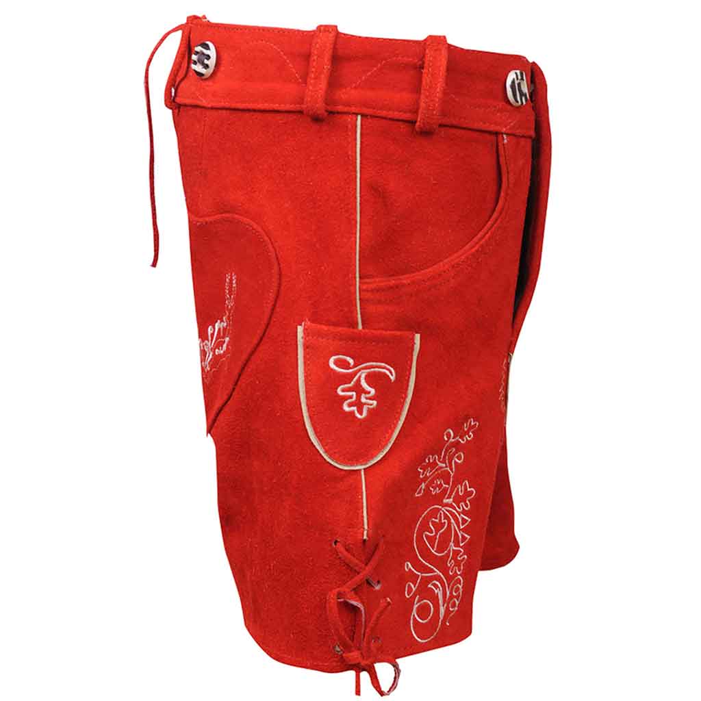Womens Red Suede Leather Lederhosen Oktoberfest outfit