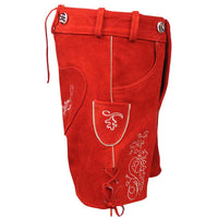 Womens Red Suede Leather Lederhosen Oktoberfest outfit