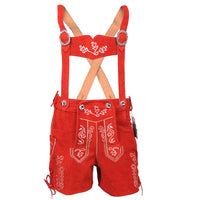 Womens Red Suede Leather Lederhosen Oktoberfest outfit