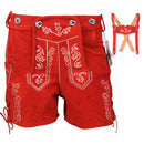Womens Red Suede Leather Lederhosen Oktoberfest outfit