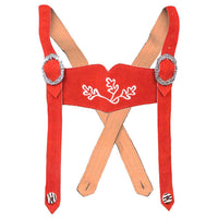 Womens Red Suede Leather Lederhosen Oktoberfest outfit