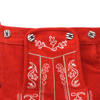 Womens Red Suede Leather Lederhosen Oktoberfest outfit