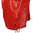 Womens Red Suede Leather Lederhosen Oktoberfest outfit