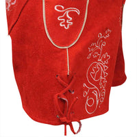 Womens Red Suede Leather Lederhosen Oktoberfest outfit
