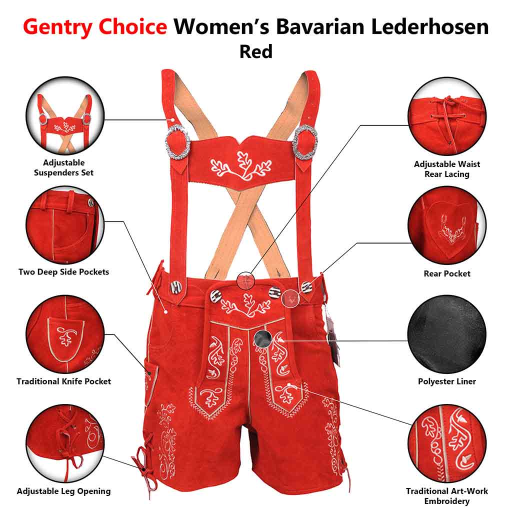 Gentry choice Women Lederhosen Red infography