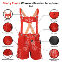 Womens Red Suede Leather Lederhosen Oktoberfest outfit