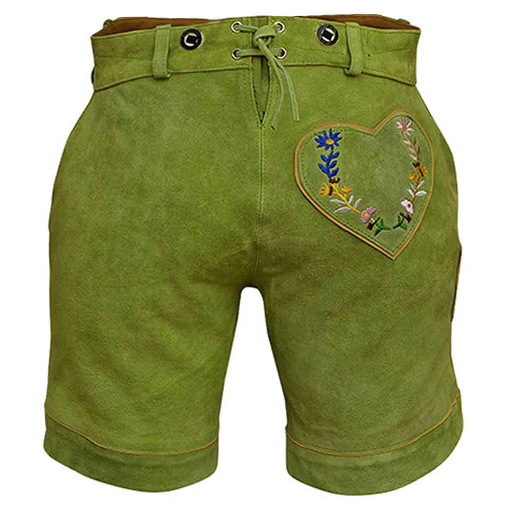 Authentic Oktoberfest outfit Women's Suede Leather Lederhosen Green