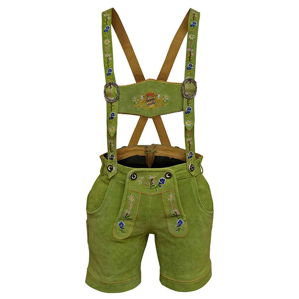 Authentic Oktoberfest outfit Women's Suede Leather Lederhosen Green