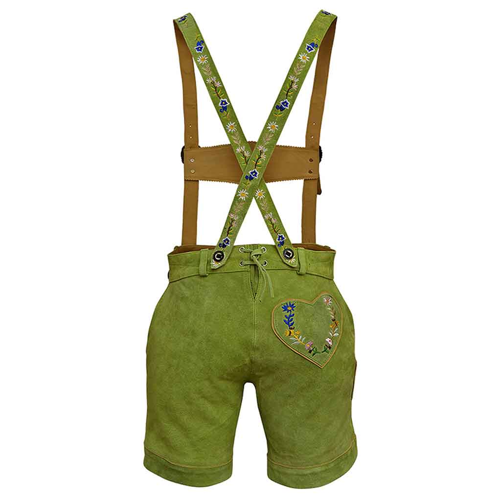 Authentic Oktoberfest outfit Women's Suede Leather Lederhosen Green