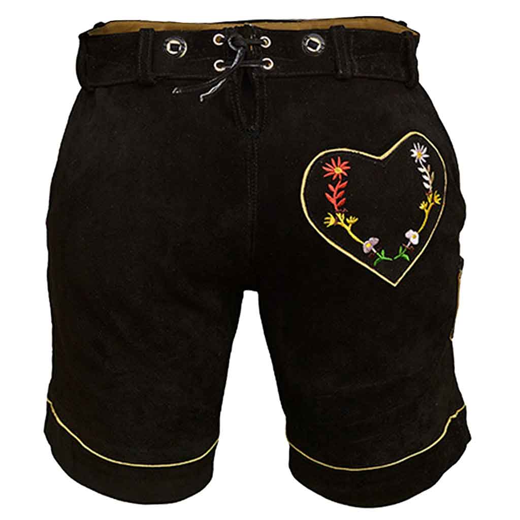 Womens Suede Laether Lederhosen Oktoberfest Outfit Black