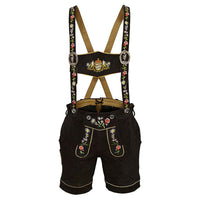 Womens Suede Laether Lederhosen Oktoberfest Outfit Black